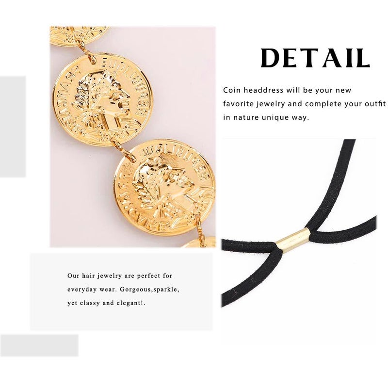 Yalice Gold Coin Head Chain Disc Elastic Headpieces Indian Headband Chain1920s Forehead Hair Accessories for Women - Image 4